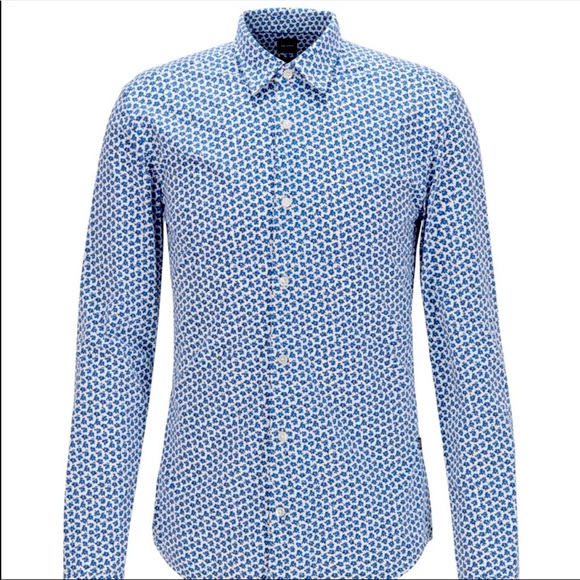Hugo Boss Other - Hugo Boss Floral Slim-fit Stretch Button Down